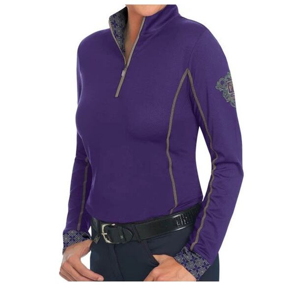 Romfh Tops - ROMFH Equestrian Apparel Chill Factor 1/4 Zip Sun Shirt Wms Sz 3XL Purple Aachen